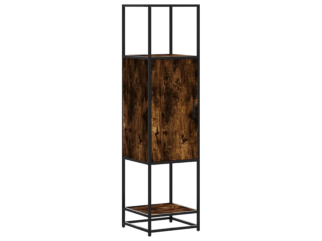 Buffet haut chêne fumé 35,5x35x139 cm bois d'ingénierie métal