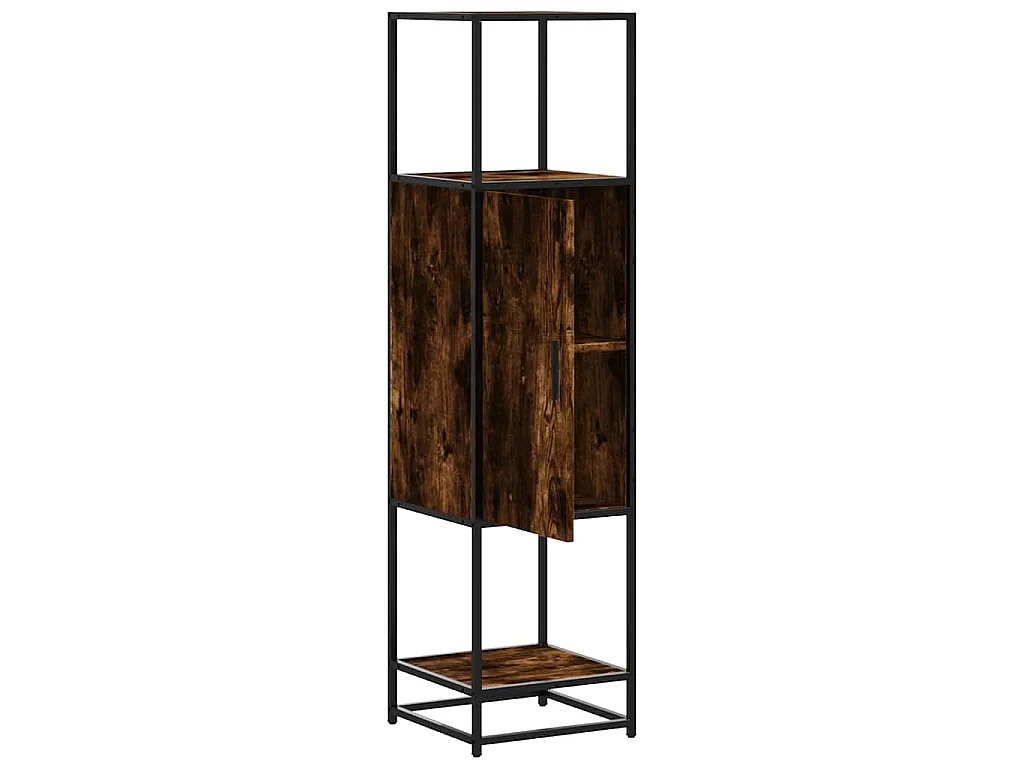Buffet haut chêne fumé 35,5x35x139 cm bois d'ingénierie métal