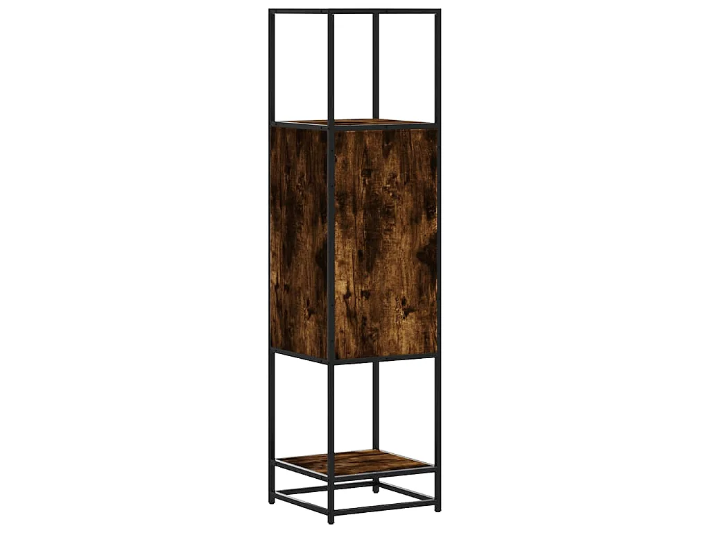 Buffet haut chêne fumé 35,5x35x139 cm bois d'ingénierie métal