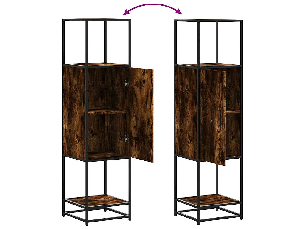 Buffet haut chêne fumé 35,5x35x139 cm bois d'ingénierie métal