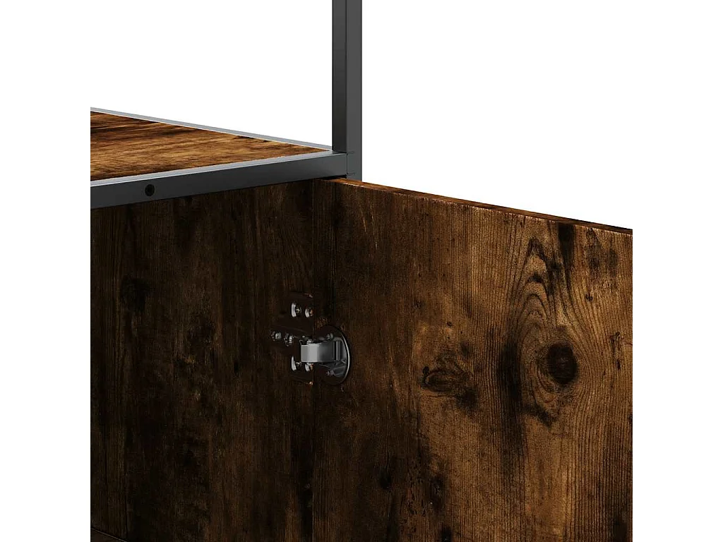 Buffet haut chêne fumé 35,5x35x139 cm bois d'ingénierie métal