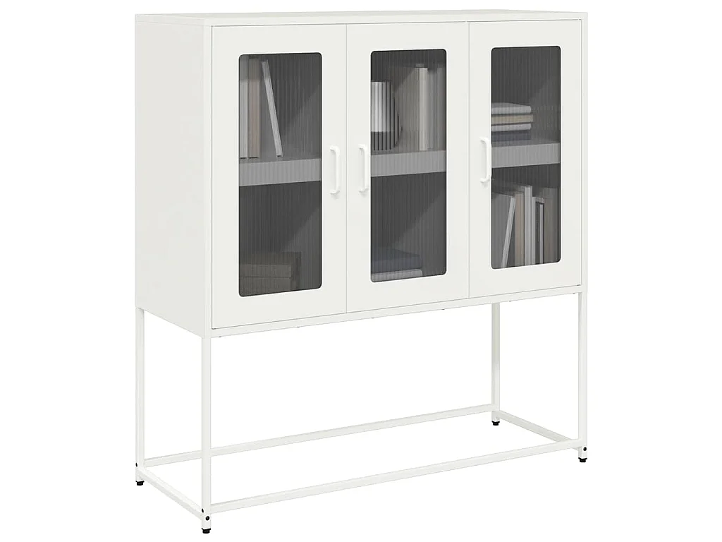 Aparador de acero laminado en frío blanco 100,5x39x107 cm