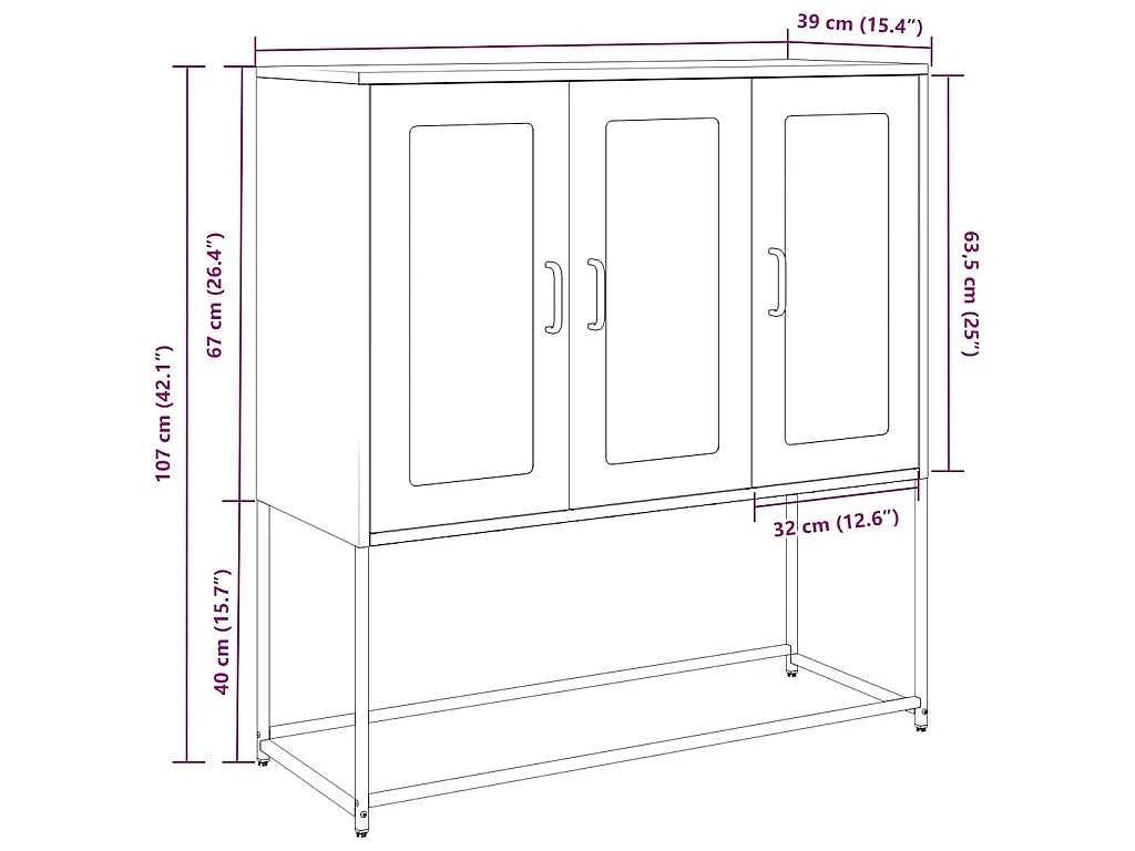 Aparador de acero laminado en frío blanco 100,5x39x107 cm