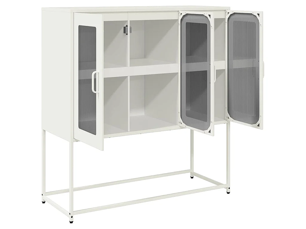 Aparador de acero laminado en frío blanco 100,5x39x107 cm