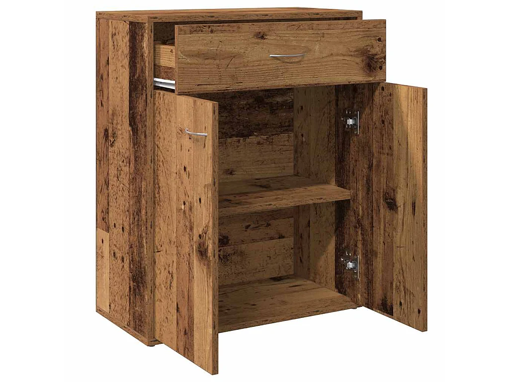 Dressoir 60x30x75 cm bewerkt hout oud houtkleurig