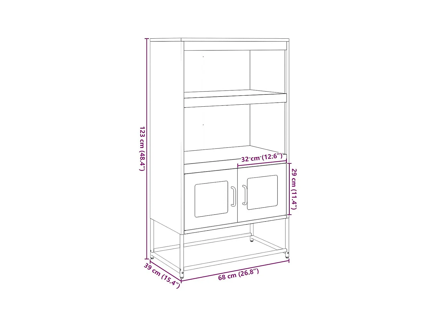 Buffet haut jaune moutarde 68x39x123 cm acier
