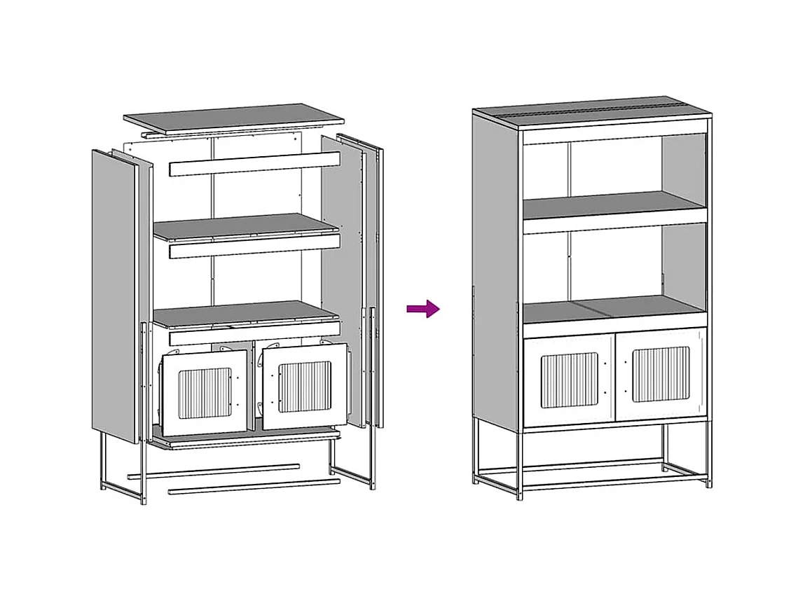 Buffet haut jaune moutarde 68x39x123 cm acier