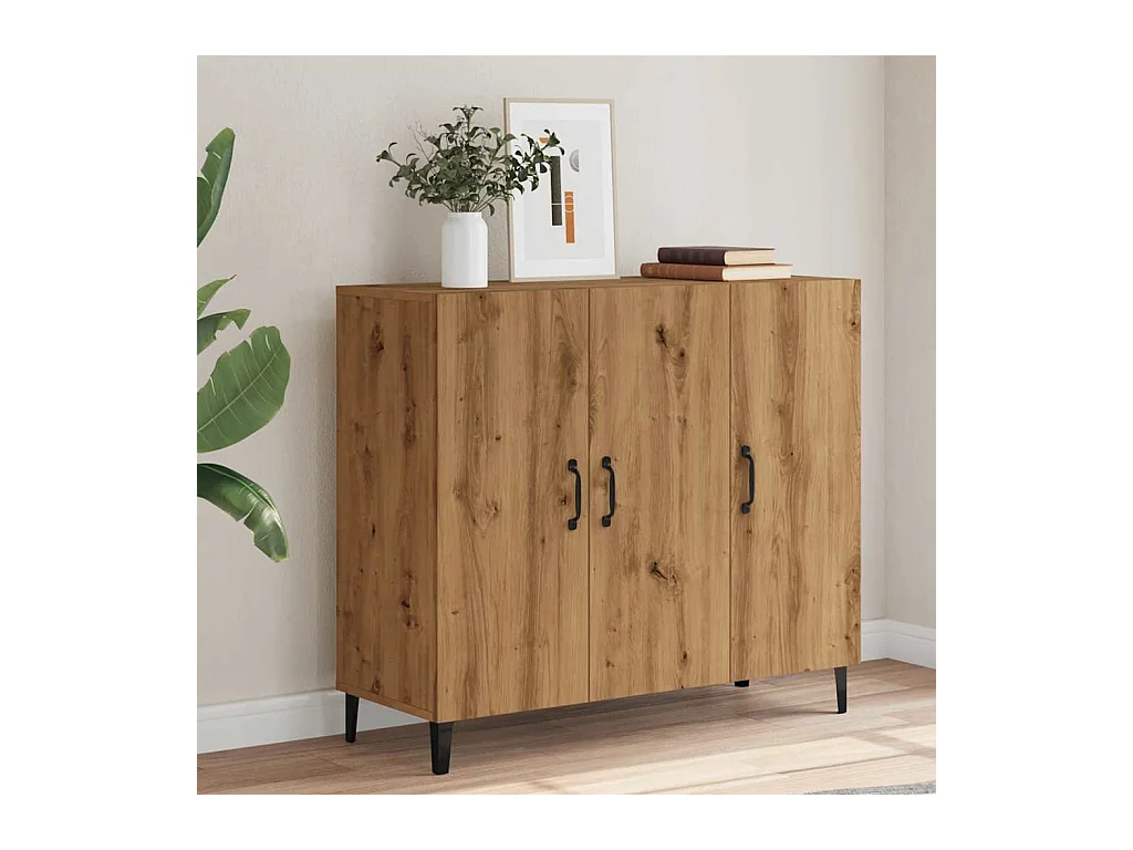 Dressoir 90x34x80 cm bewerkt hout artisanaal eikenkleur