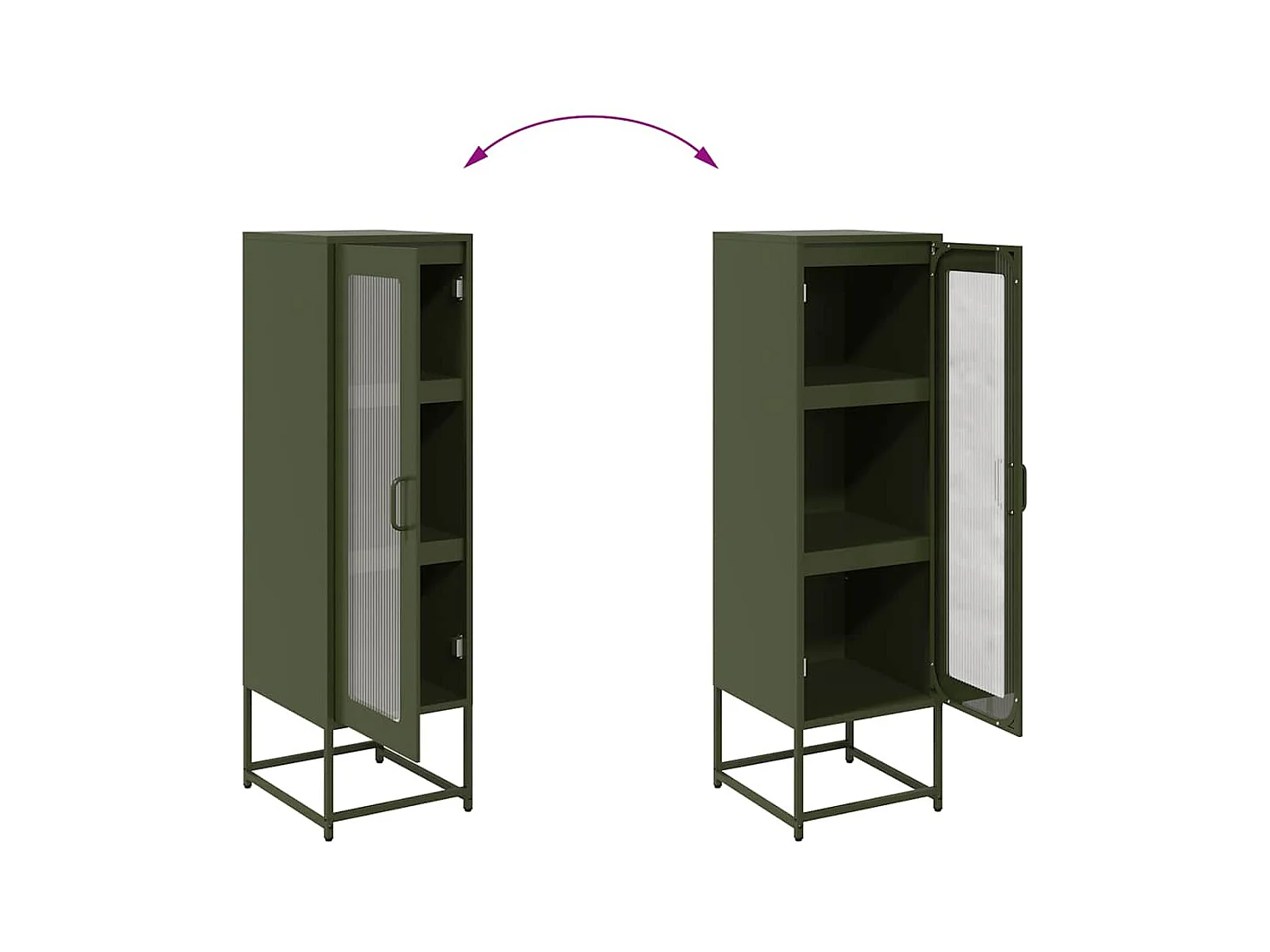 Buffet haut vert olive 36x39x123 cm acier laminé à froid