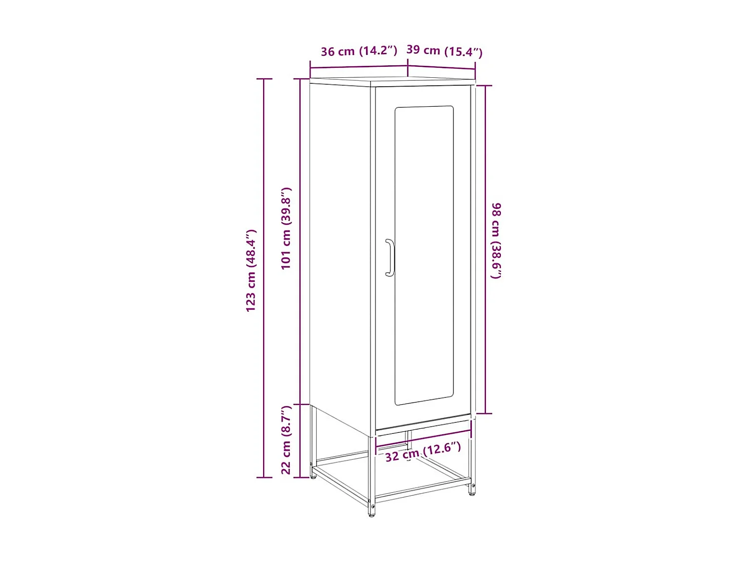 Buffet haut vert olive 36x39x123 cm acier laminé à froid