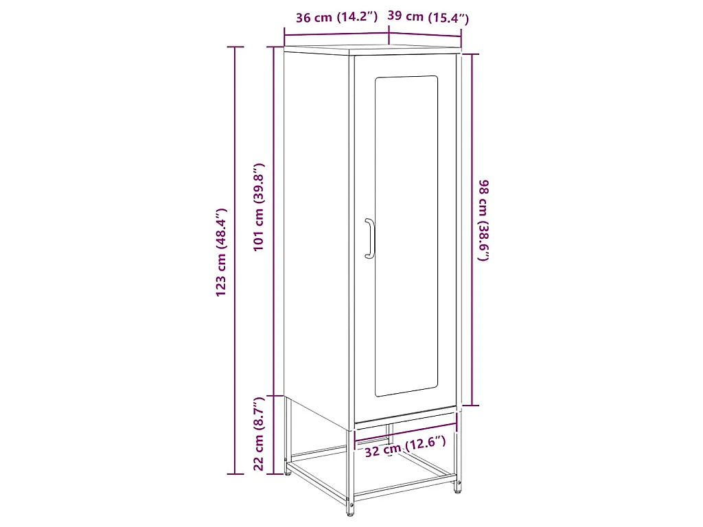 Buffet haut vert olive 36x39x123 cm acier laminé à froid