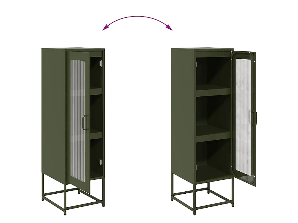 Buffet haut vert olive 36x39x123 cm acier laminé à froid