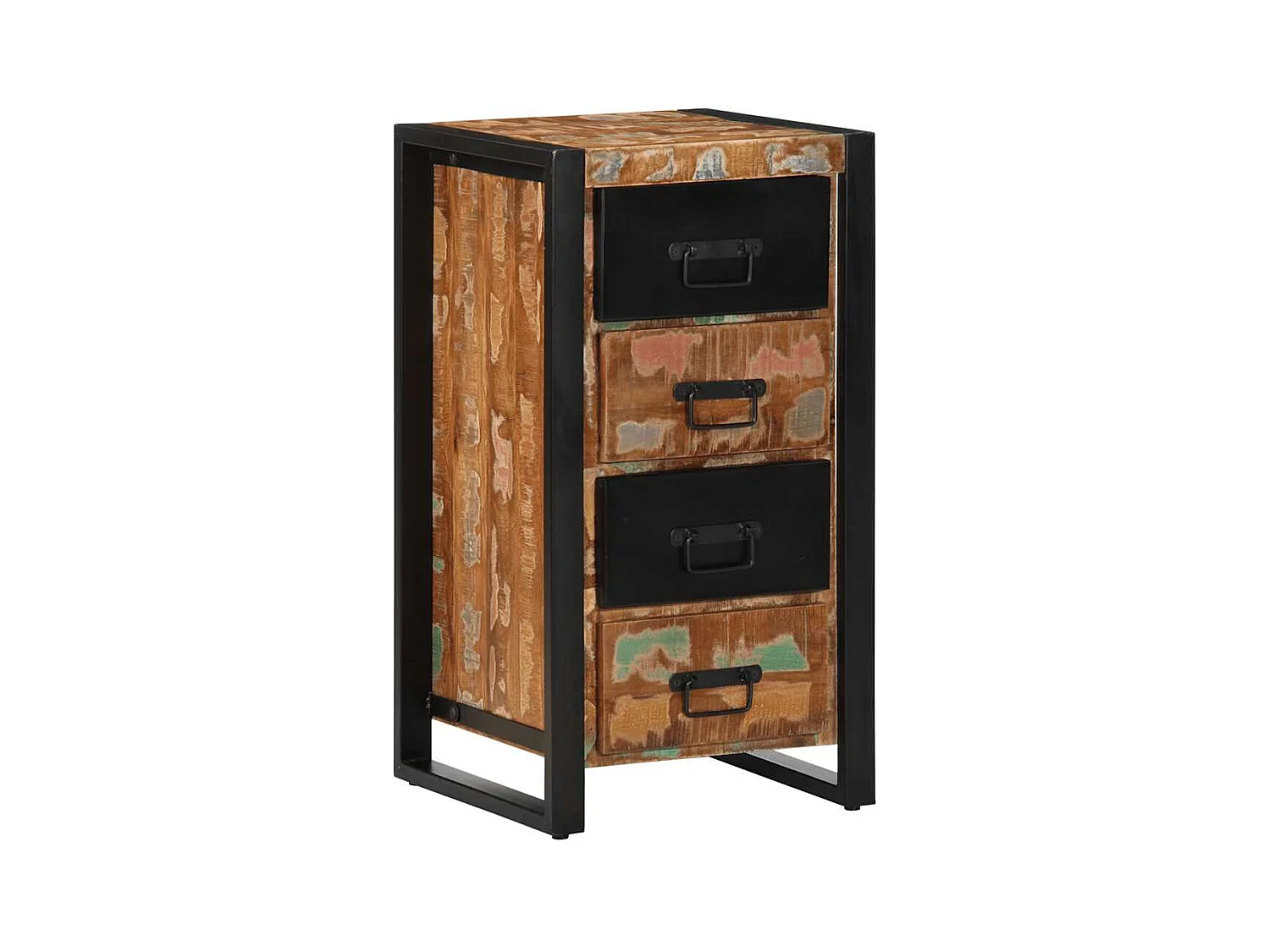 Cassettiera Multicolore 40x40x75 cm Legno Massello di Recupero