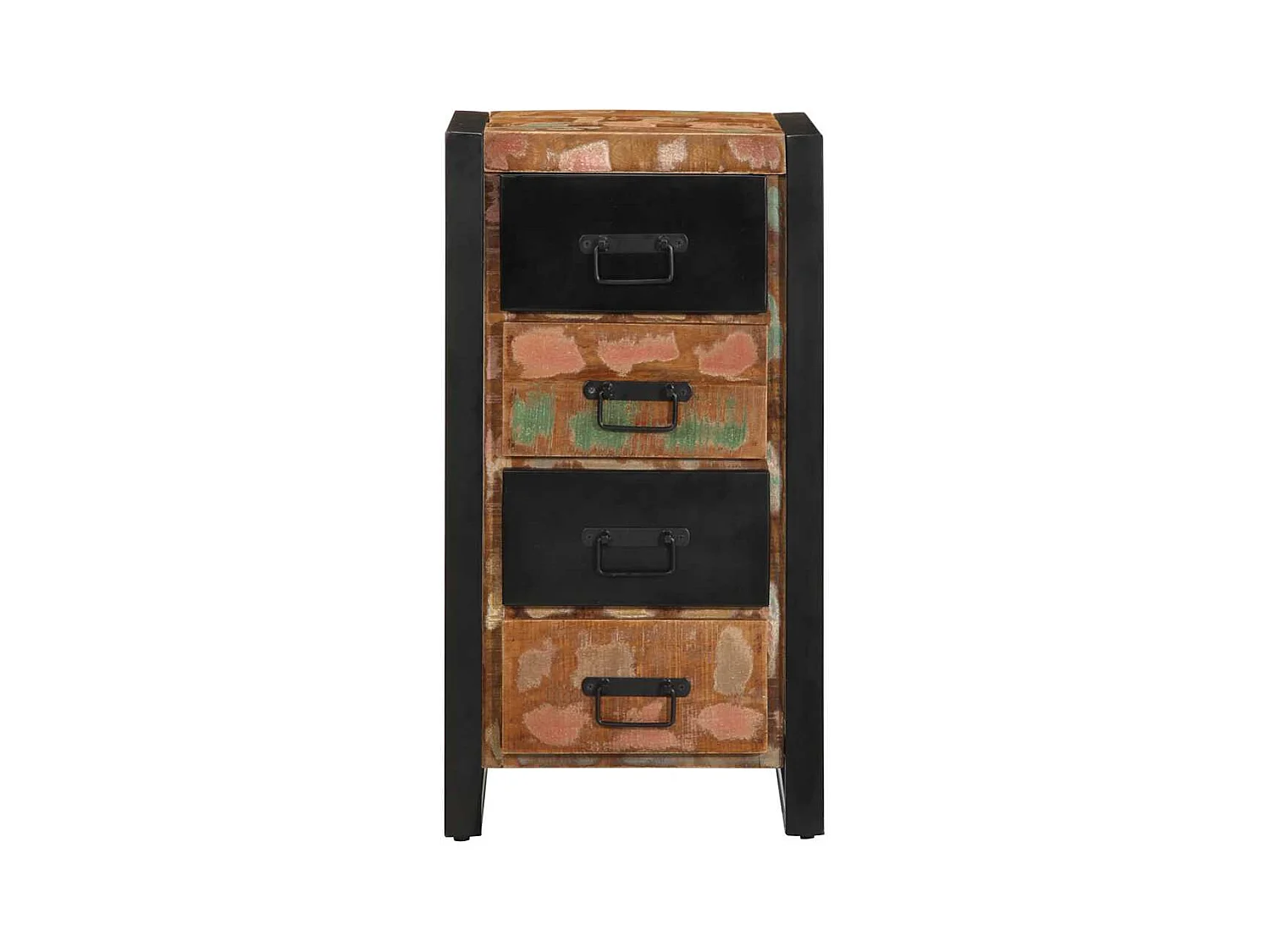 Cassettiera Multicolore 40x40x75 cm Legno Massello di Recupero