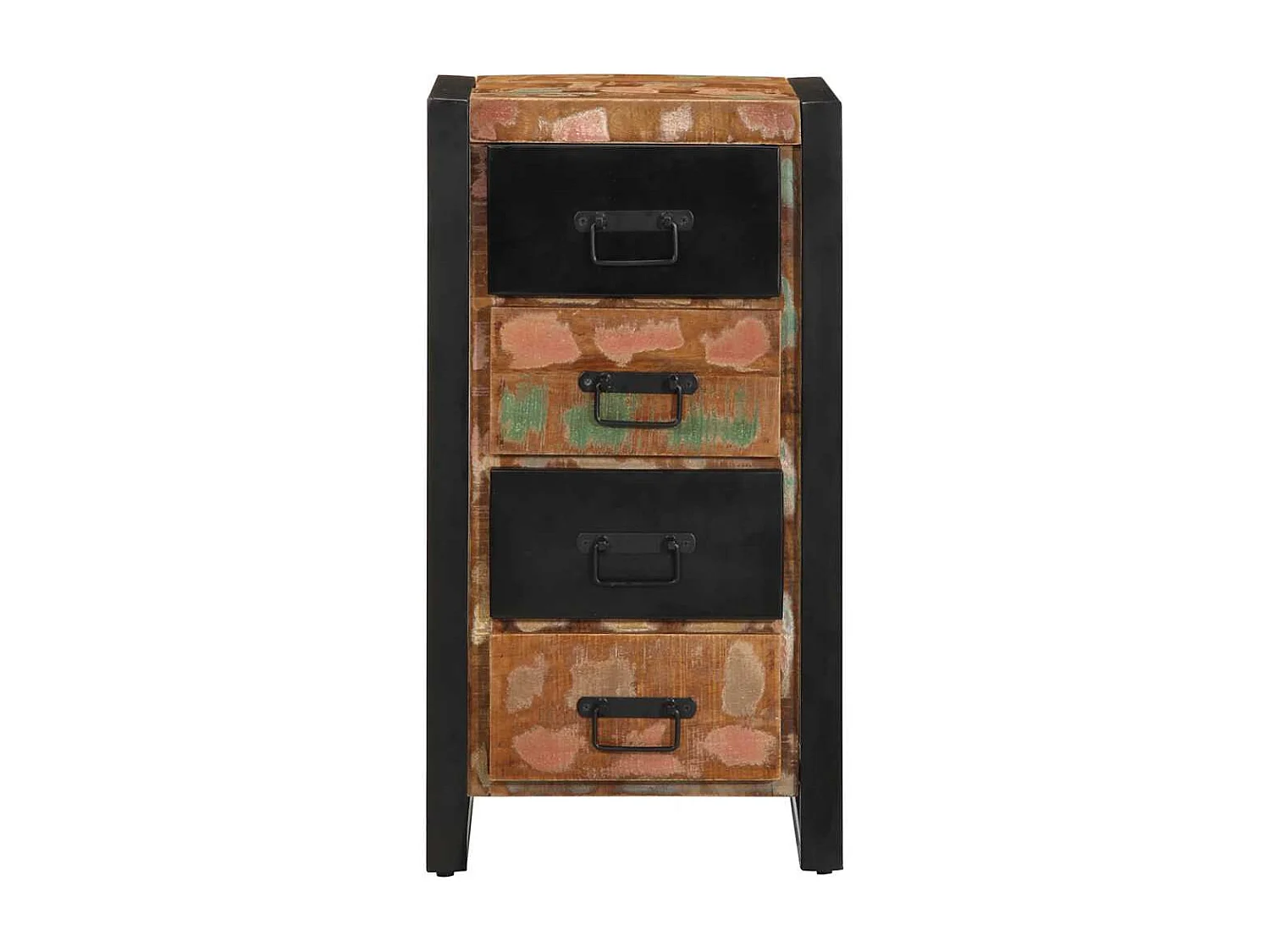 Armário gavetas 40x40x75 cm madeira recuperada maciça multicor