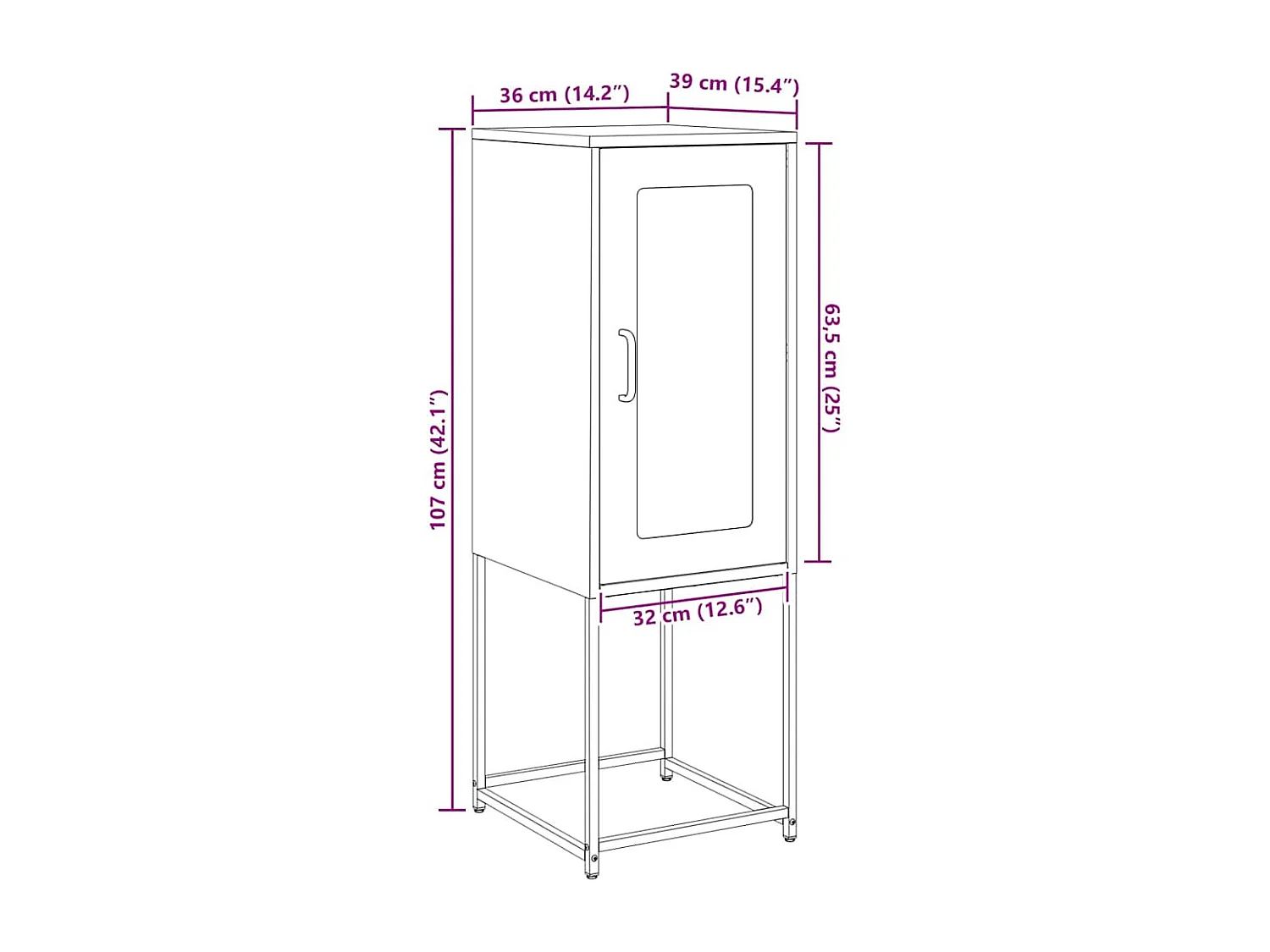 Buffet vert olive 36x39x107 cm acier laminé à froid