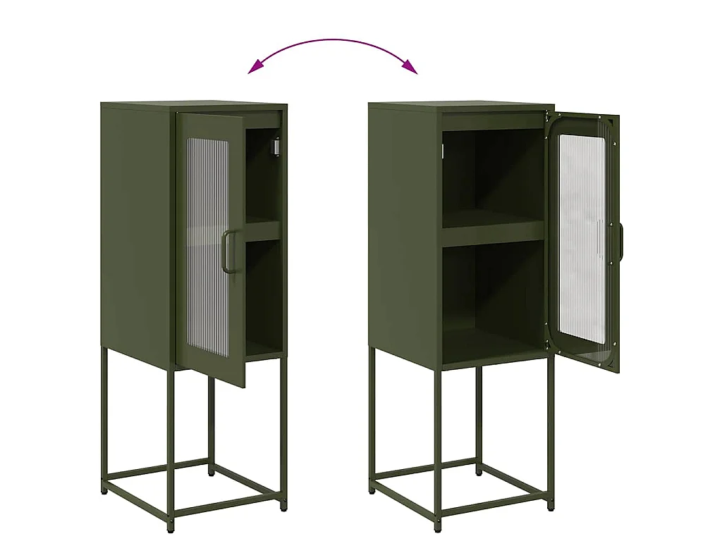 Buffet vert olive 36x39x107 cm acier laminé à froid