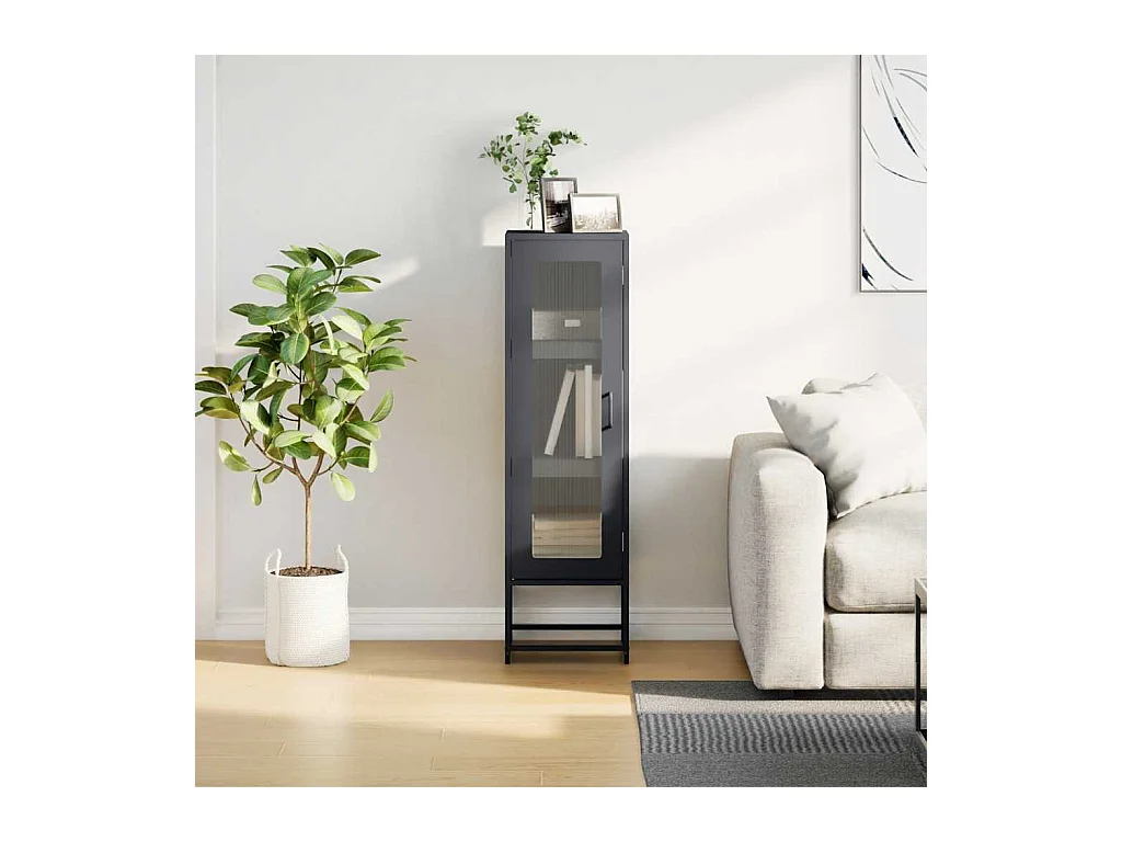 Buffet haut anthracite 36x39x123 cm acier laminé à froid