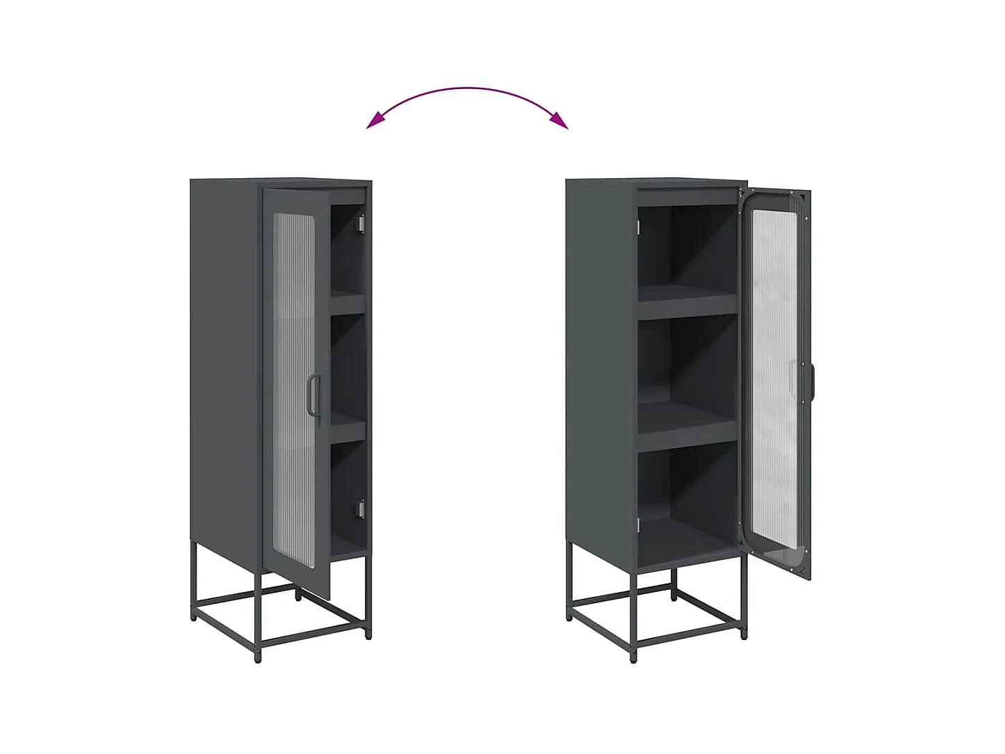 Buffet haut anthracite 36x39x123 cm acier laminé à froid