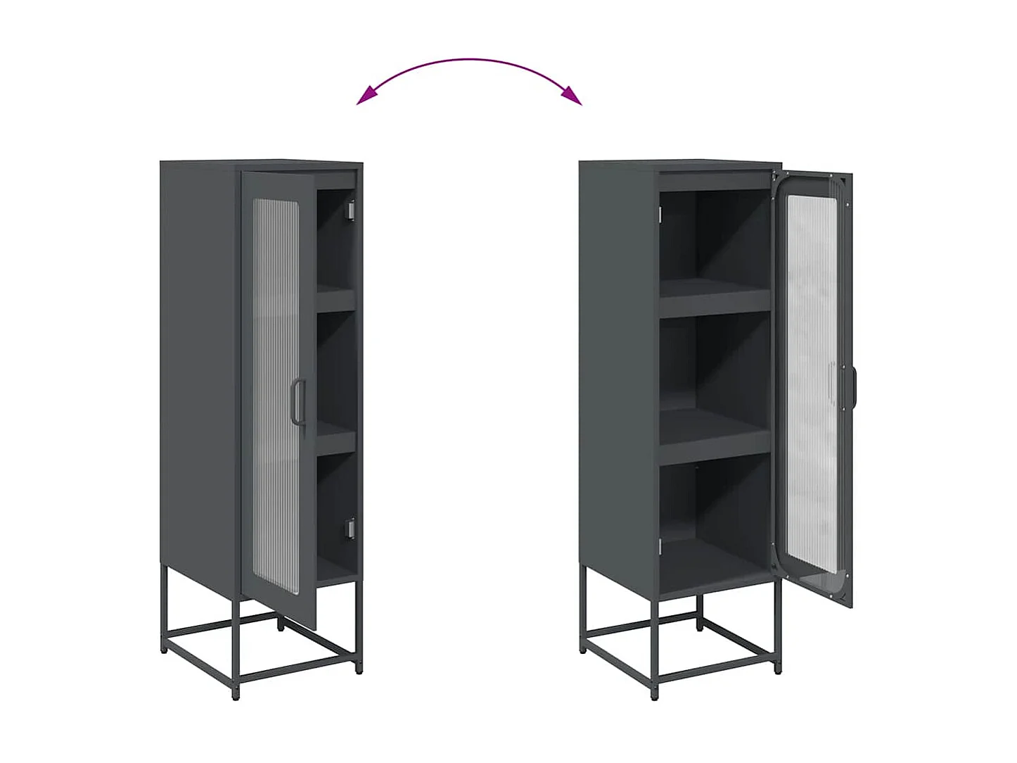 Buffet haut anthracite 36x39x123 cm acier laminé à froid