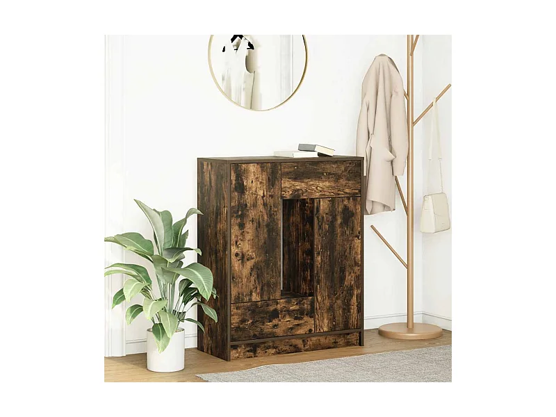 Dressoir met lades en deuren 73x31x90 cm gerookt eiken