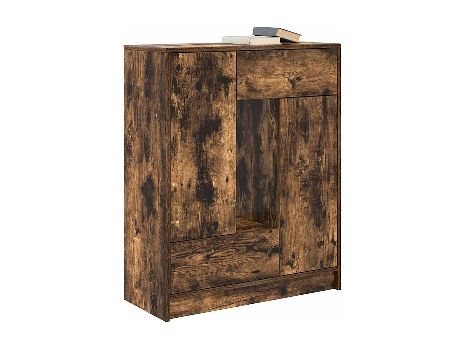 Buffet avec tiroirs et portes chêne fumé 73x31x90 cm