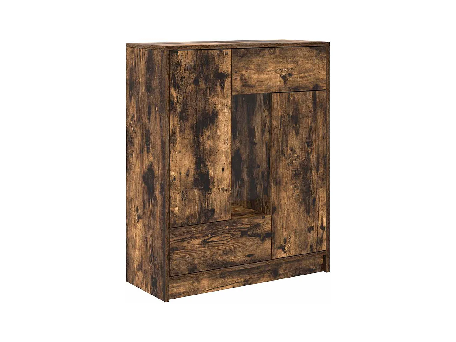 Buffet avec tiroirs et portes chêne fumé 73x31x90 cm