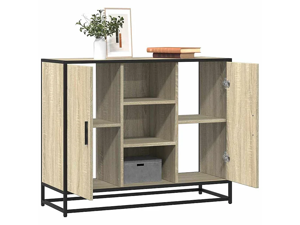 Buffet chêne sonoma 92x35x76 cm bois d'ingénierie