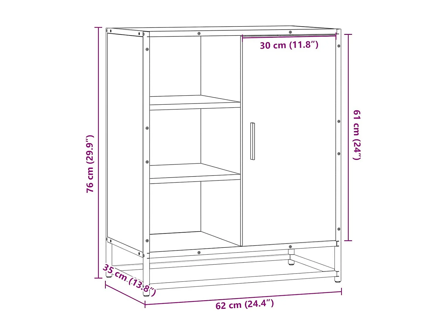 Buffet sonoma gris 62x35x76 cm bois d'ingénierie