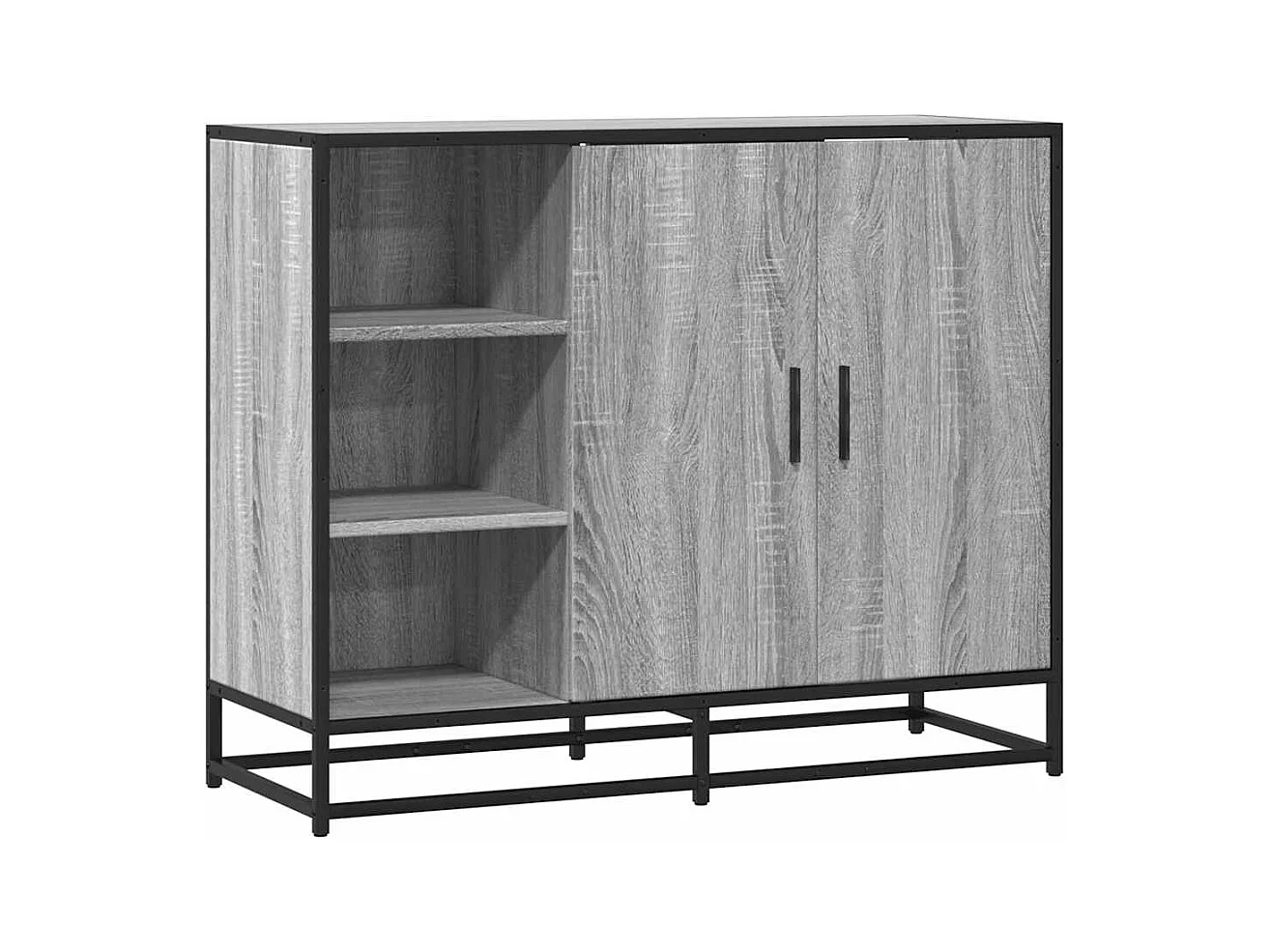 Dressoir 92x35x76 cm bewerkt hout grijs sonoma eikenkleurig