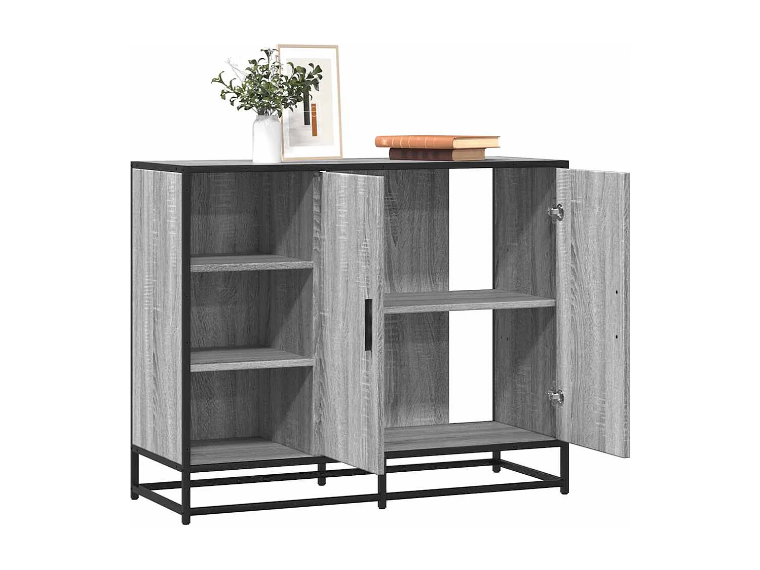 Sideboard Grau Sonoma 92x35x76 cm Holzwerkstoff