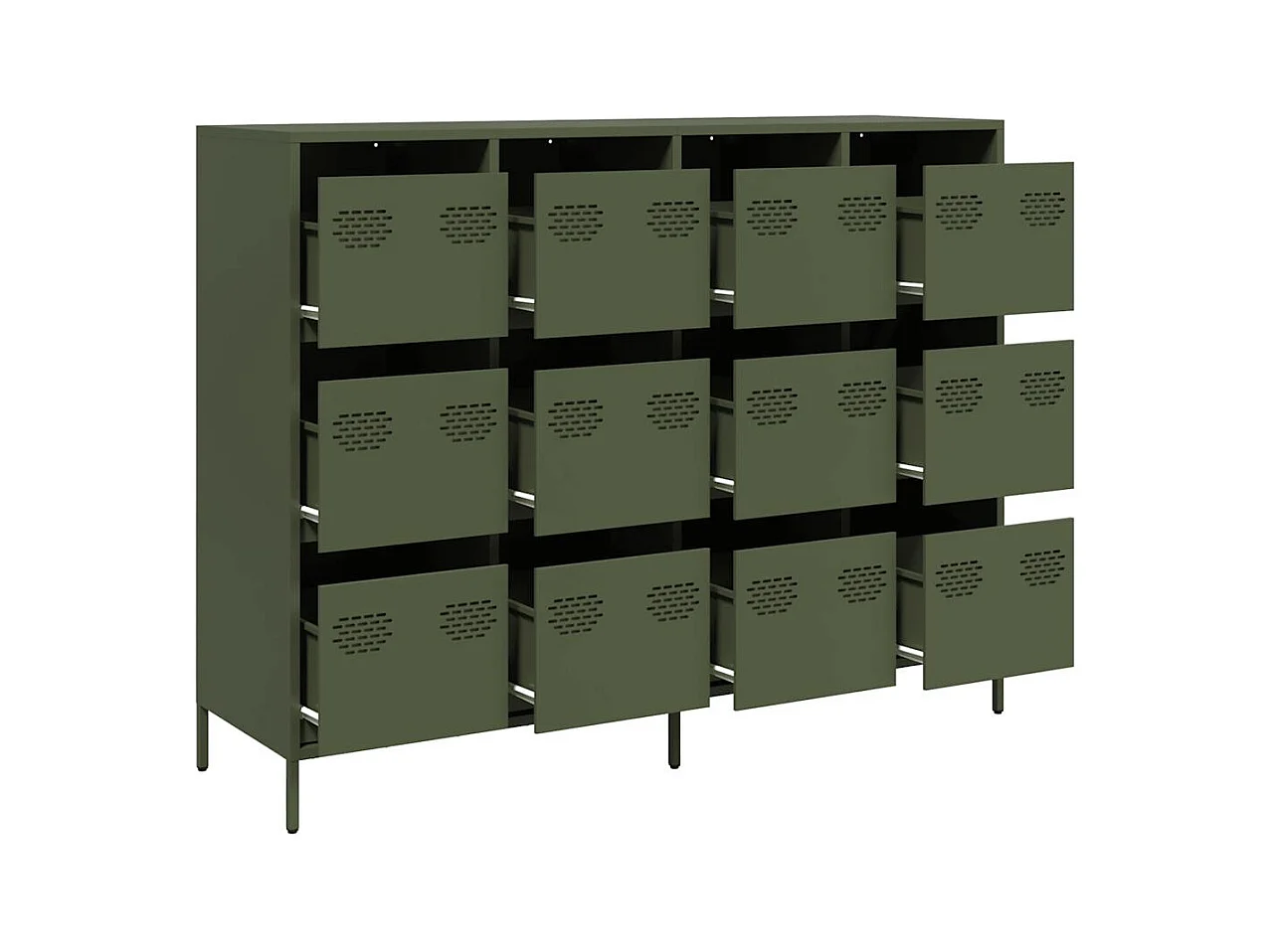 Buffet vert olive 135x39x103,5 cm acier laminé à froid