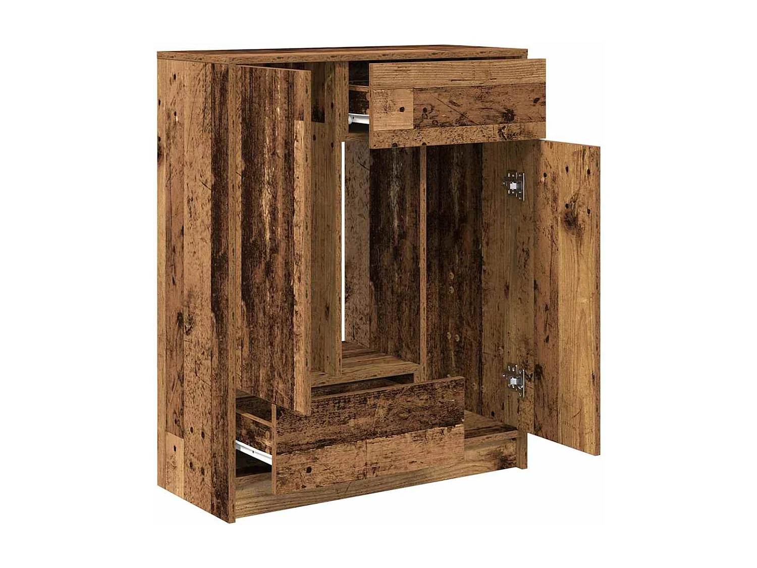 Buffet avec tiroirs et portes vieux bois 73x31x90 cm