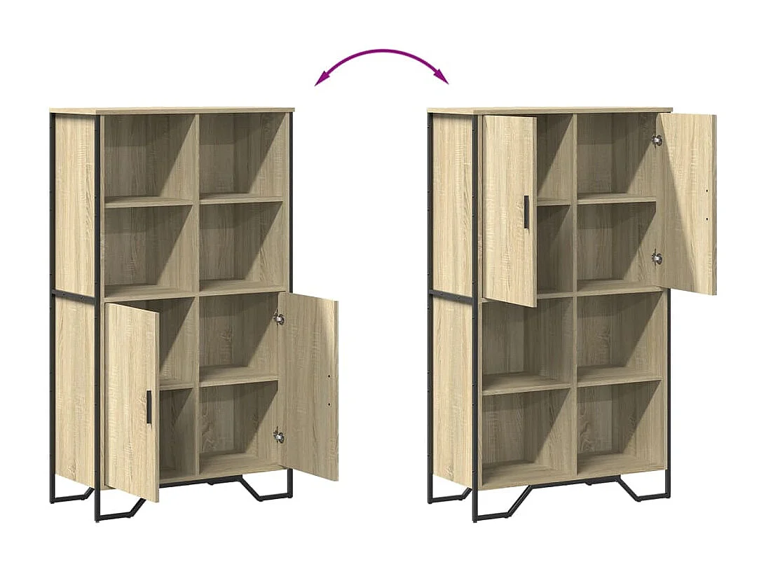 Buffet haut chêne sonoma 79,5x35,5x137,5 cm bois d'ingénierie
