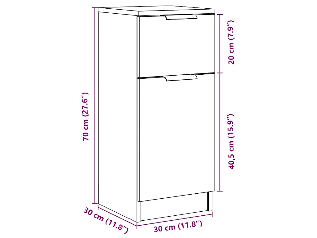 Buffet chêne artisanal 30x30x70 cm bois d'ingénierie