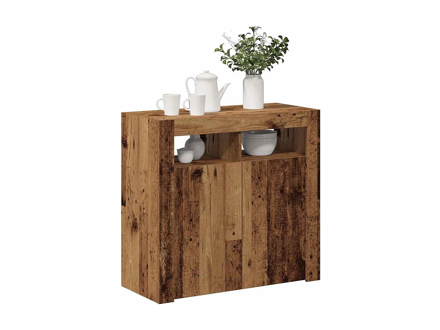 Sideboard mit LED-Leuchten Altholz-Optik 80x35x75 cm
