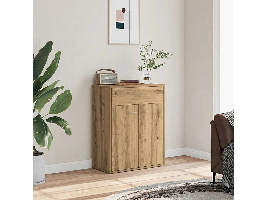 Buffet chêne artisanal 60x30x75 cm bois d'ingénierie