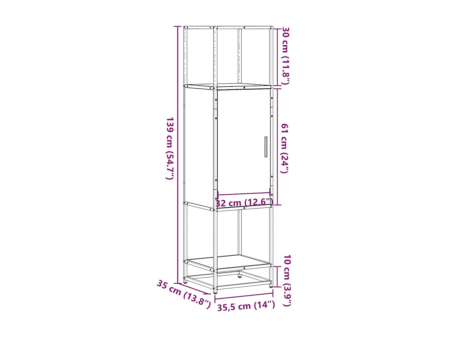 Buffet haut sonoma gris 35,5x35x139 cm bois d'ingénierie métal