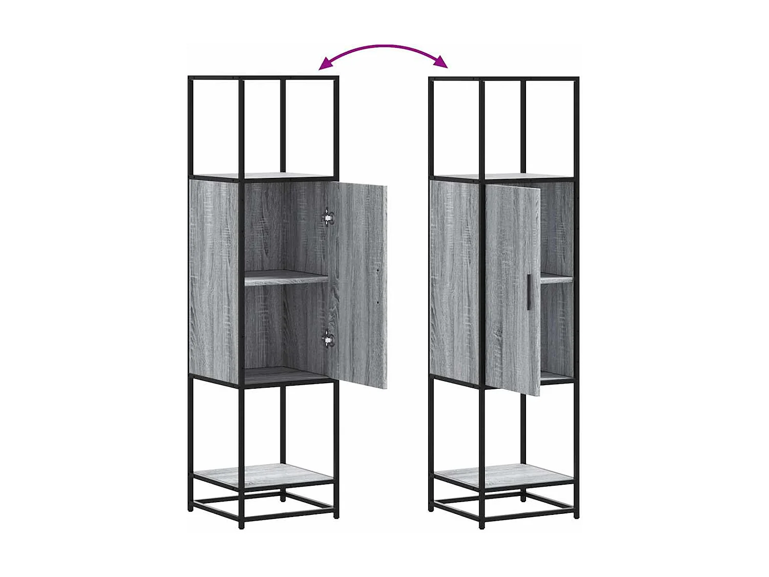 Buffet haut sonoma gris 35,5x35x139 cm bois d'ingénierie métal