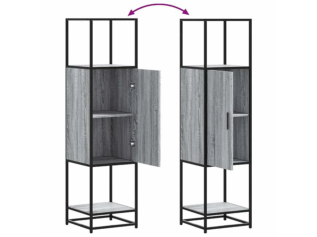 Highboard Grau Sonoma 35,5x35x139 cm Holzwerkstoff und Metall