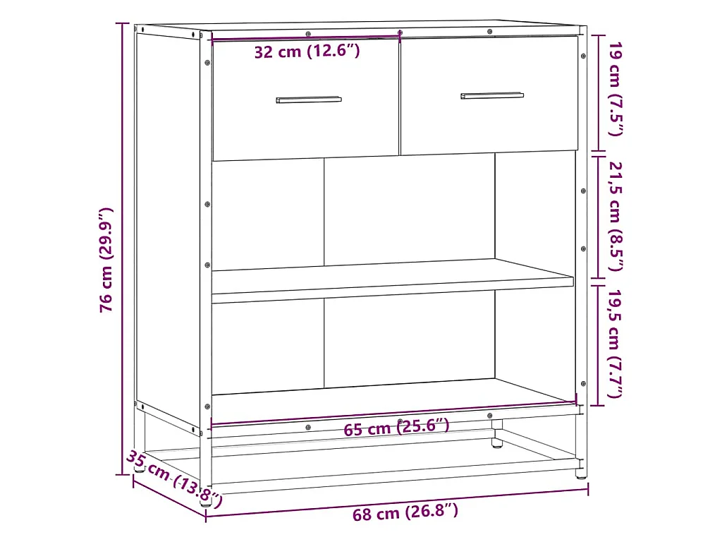 Sideboard Grau Sonoma 68x35x76 cm Holzwerkstoff