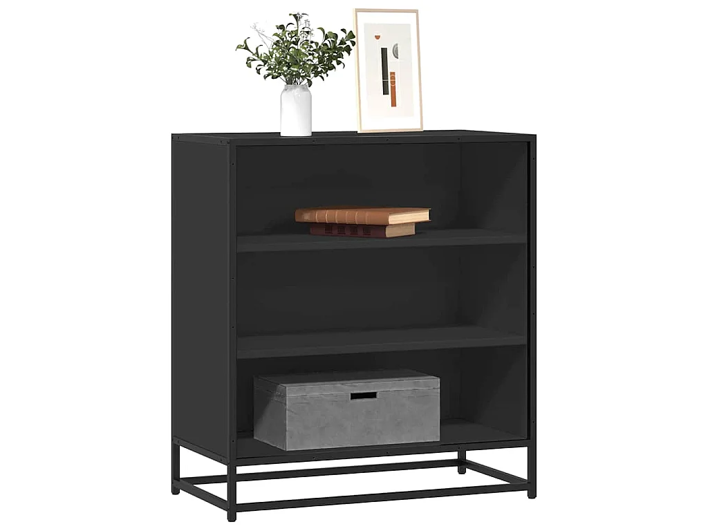 Dressoir 68x35x76 cm bewerkt hout en metaal zwart