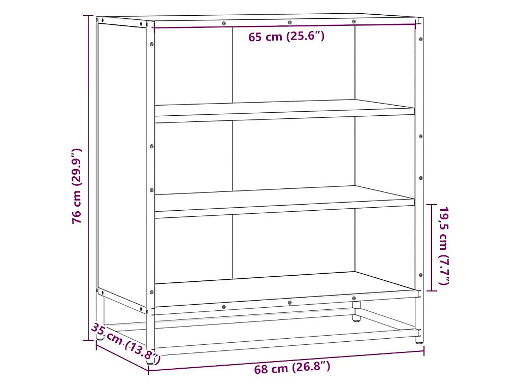 Dressoir 68x35x76 cm bewerkt hout en metaal zwart