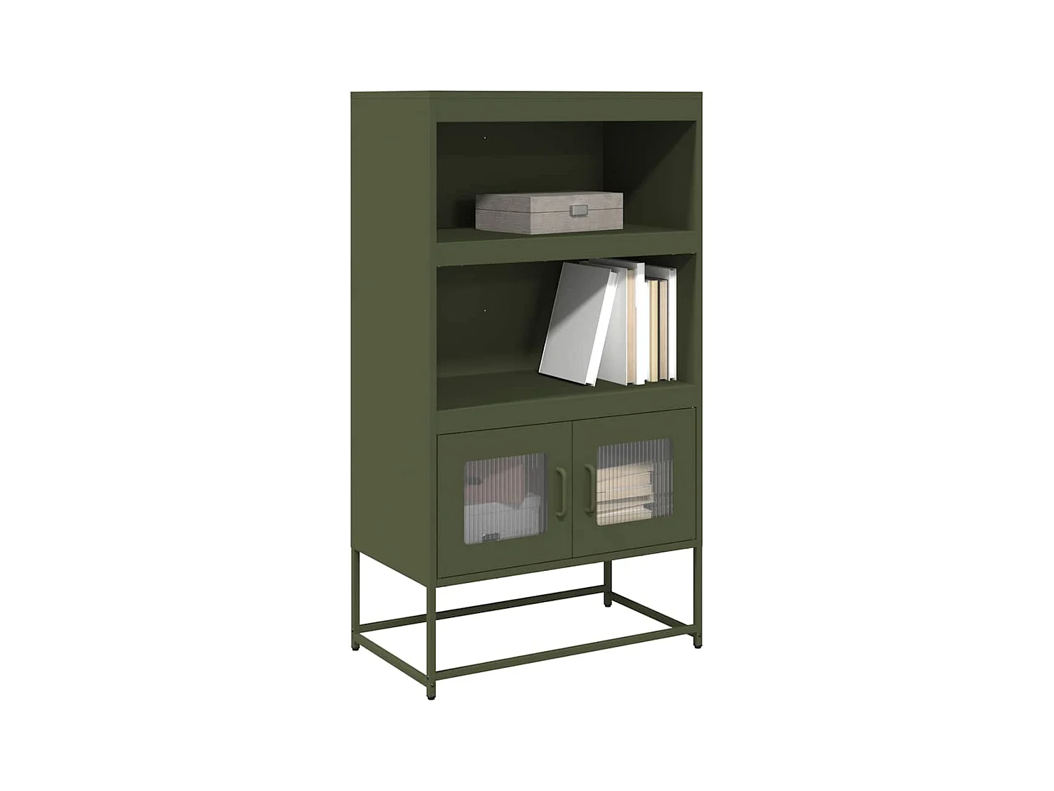 Buffet haut vert olive 68x39x123 cm acier
