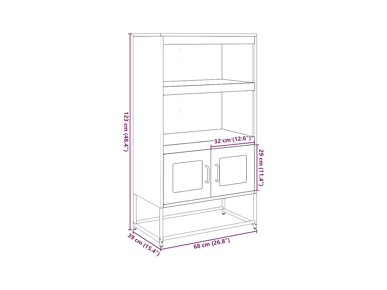 Buffet haut vert olive 68x39x123 cm acier