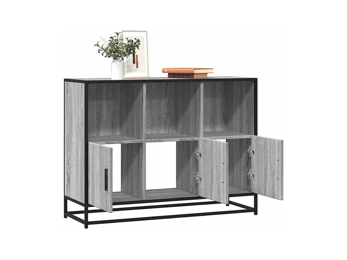 Dressoir 100x35x76 cm bewerkt hout grijs sonoma eikenkleurig