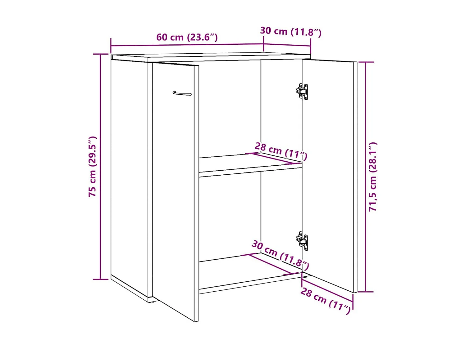 Sideboard Altholz-Optik 60x30x75 cm Holzwerkstoff