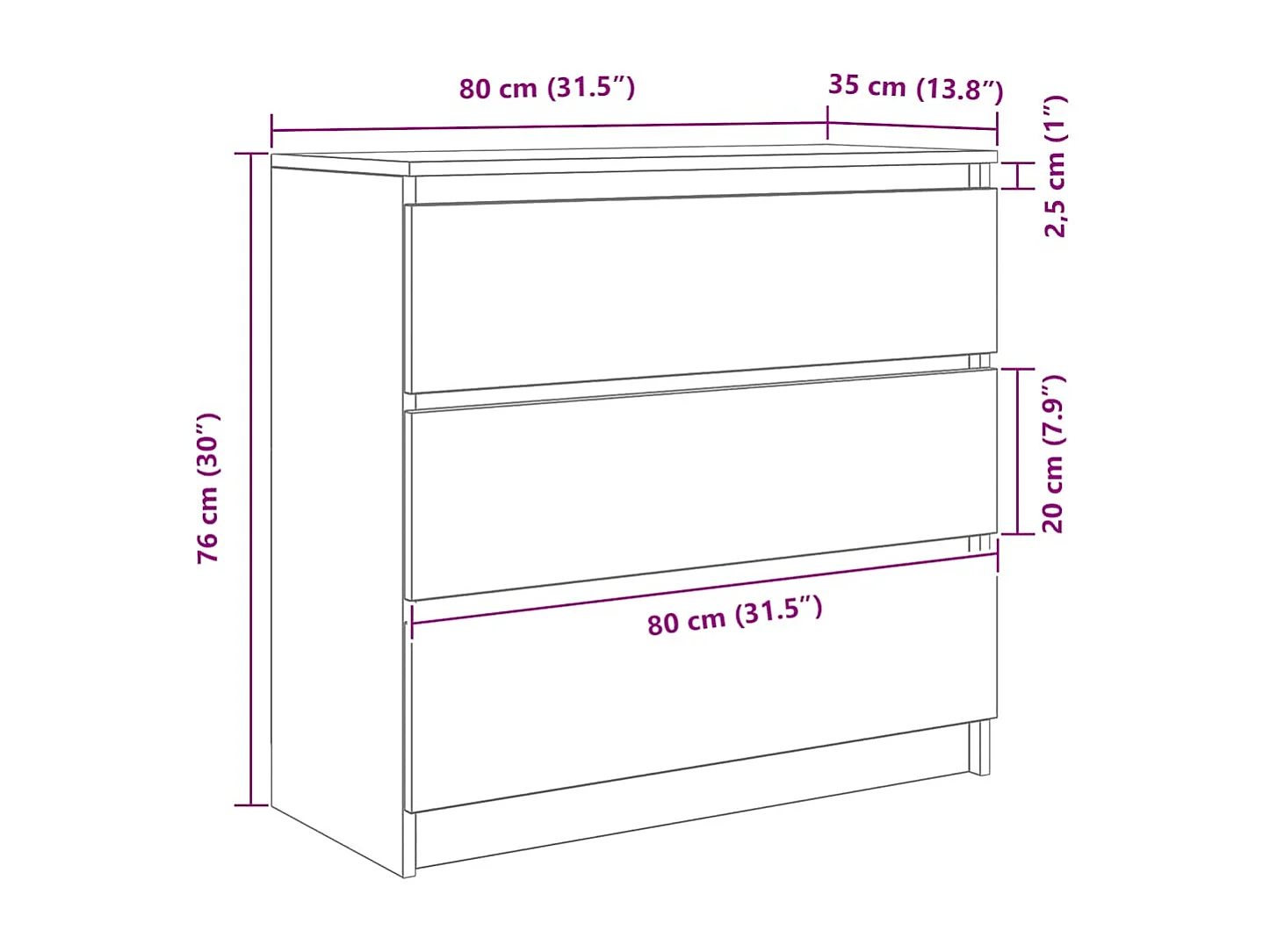 Sideboard Betongrau 80x35x76 cm Holzwerkstoff