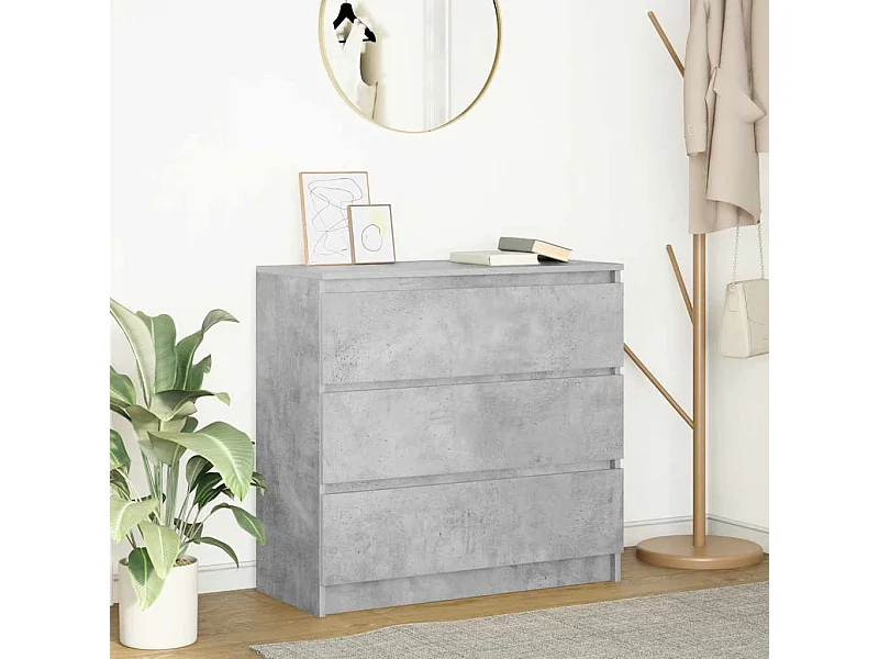 Credenza Grigio Cemento 80x35x76 cm in Legno Multistrato
