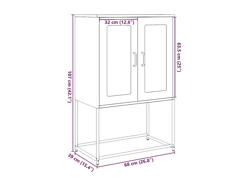Hoge kast 68x39x107 cm staal olijfgroen